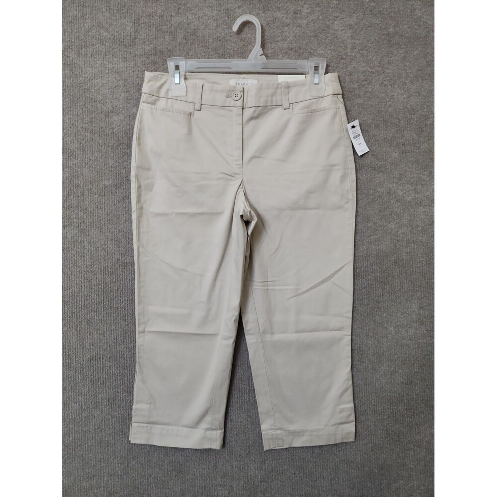 TALBOTS Simply Flattering Skimmer Pants Womens 4 Petite Beige Stretch NEW